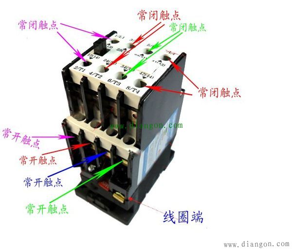 交流接触器常开常闭触点图 - 电工基础知识_电工电气学习网