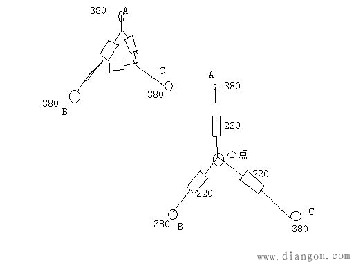 三相电负载平衡的联接方式