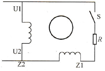 电阻分相单相异步电动机等效电路图