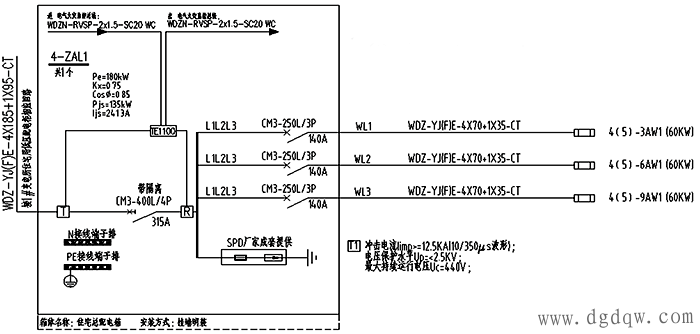 配电箱纯三相负荷计算电路图