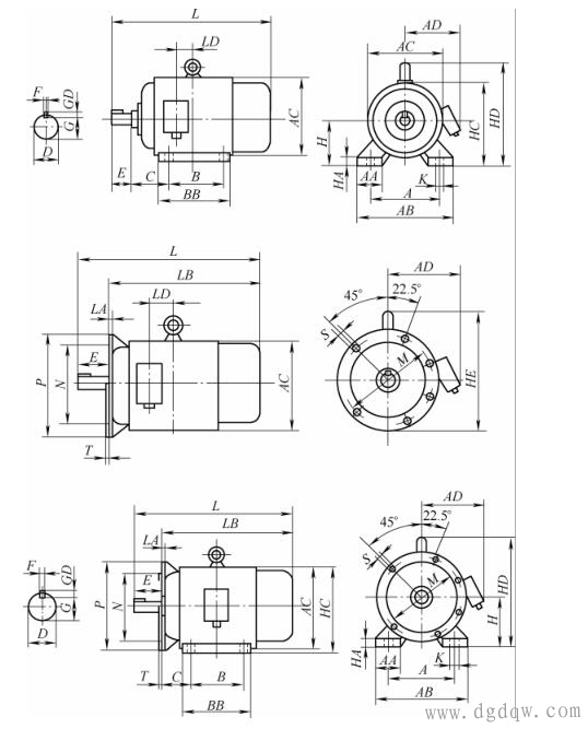 电机常用外形尺寸名称和代码