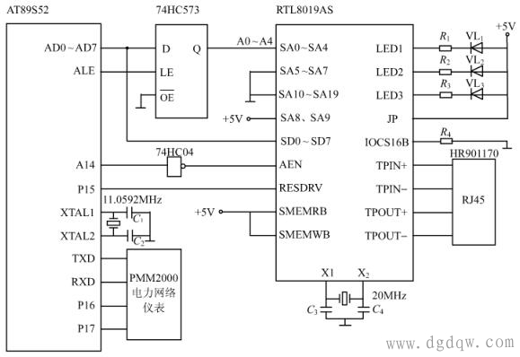 AT89S52网络接口电路原理