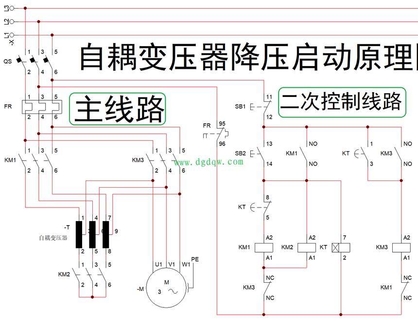 自耦降压启动原理图图片